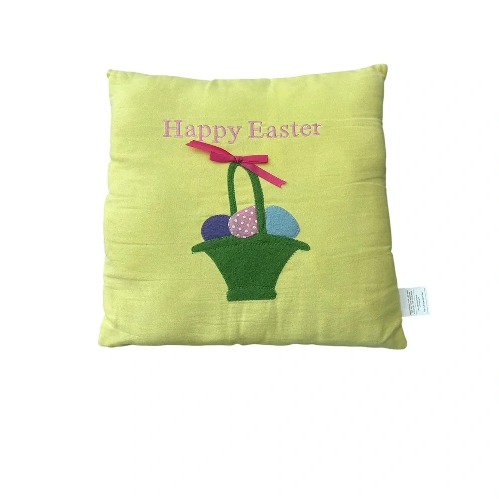 Easter Pillow with Basket Design - Green